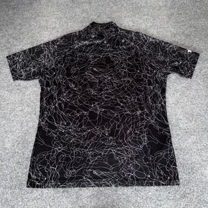 PXG Mens Black Scribble Print Golf Mock Neck Shirt Small Performance Athletic